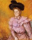 Mary Cassatt - Woman in a Black Hat and a Raspberry Pink Costume 1900