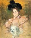 Mary Cassatt - Woman in Raspberry Costume Holding a Dog 1900