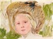 Mary Cassatt - Sketch of Head of a Girl with a Black Rosette 1910