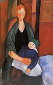 Amedeo Modigliani - Seated Woman with Child. Motherhood 1919