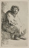 Rembrandt van Rijn - A Beggar Sitting on a Hollock, with his Mouth Open 1630