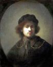Rembrandt van Rijn - Self Portrait with Beret and Gold Chain 1631
