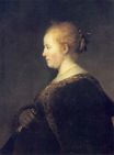 Rembrandt van Rijn - A Young Woman in Profile with a Fan 1632