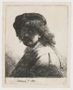 Rembrandt van Rijn - Self-portrait in a cap and scarf with the face dark bust 1633