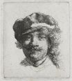 Rembrandt van Rijn - Self-portrait wearing a soft cap full face, head only 1634