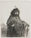Rembrandt van Rijn - Self-portrait with plumed cap and lowered sabre 1634