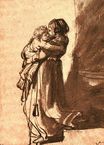 Rembrandt van Rijn - Woman Carrying a Child Downstairs 1636