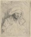 Rembrandt van Rijn - Sick woman with a large white headdress. Saskia 1642