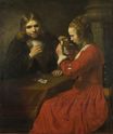 Rembrandt van Rijn - A Young Man and a Girl playing Cards 1645-1650