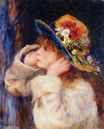 Pierre-Auguste Renoir - Young girl in a hat decorated with wildflowers 1880