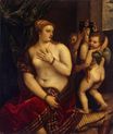 Tiziano Vecellio - Venus with Two Cupids in Front of a Mirror (copy) 1565