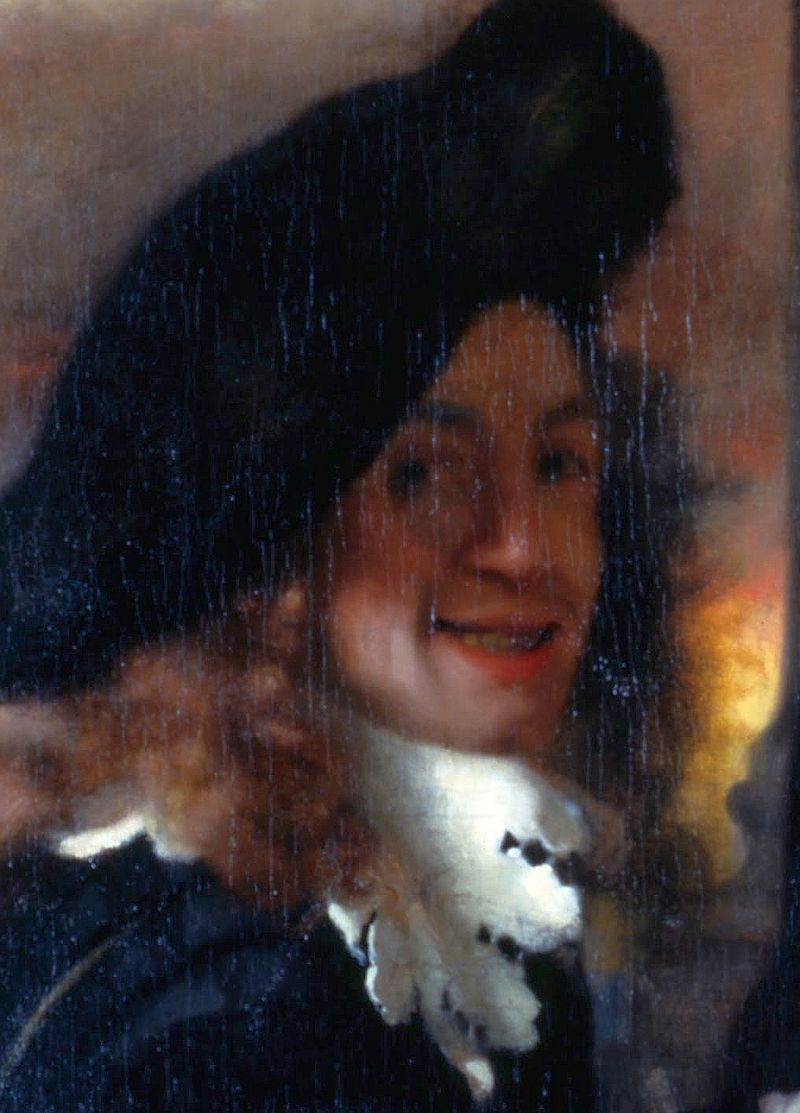 Detail of the painting The Procuress (c. 1656), considered to be a self portrait by Vermeer