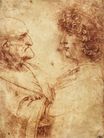 Leonardo da Vinci - Heads of an old man and a youth 1495
