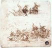 Leonardo da Vinci - Page from a notebook showing figures fighting on horseback and on foot 1504