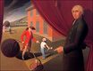 Grant Wood most famous paintings. Parson Weem's Fable 1939