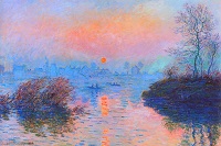 1920x1280 Sunset on the Seine at Lavacourt, Winter Effect 1880 - Claude Monet